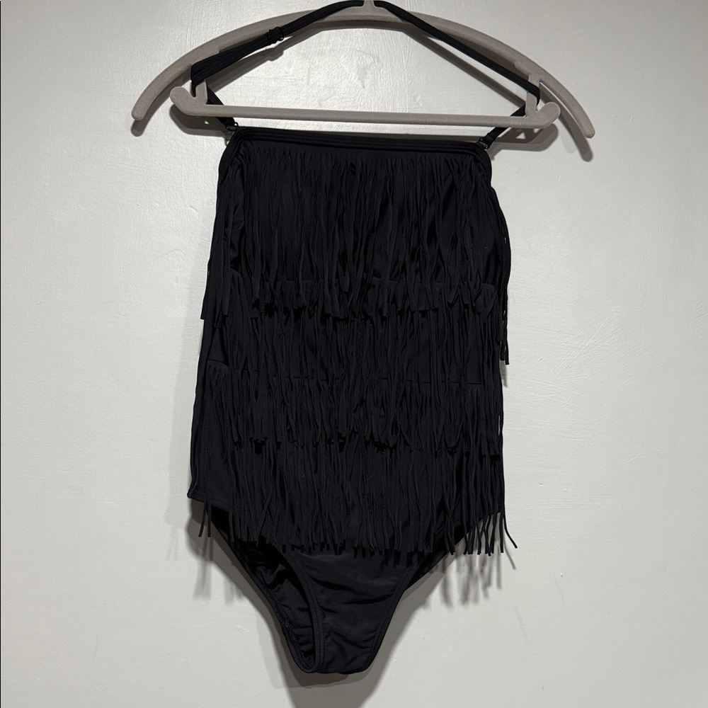 VENUS Black Fringe One Piece Swimsuit